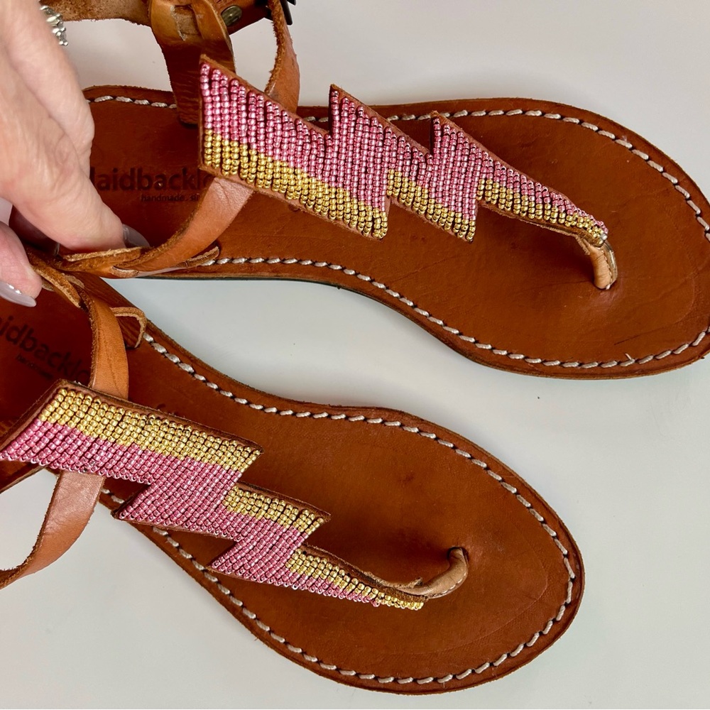 Anthropologie Laidback London Lightning Bolt Sandals• Sz 36 - Picture 10 of 16